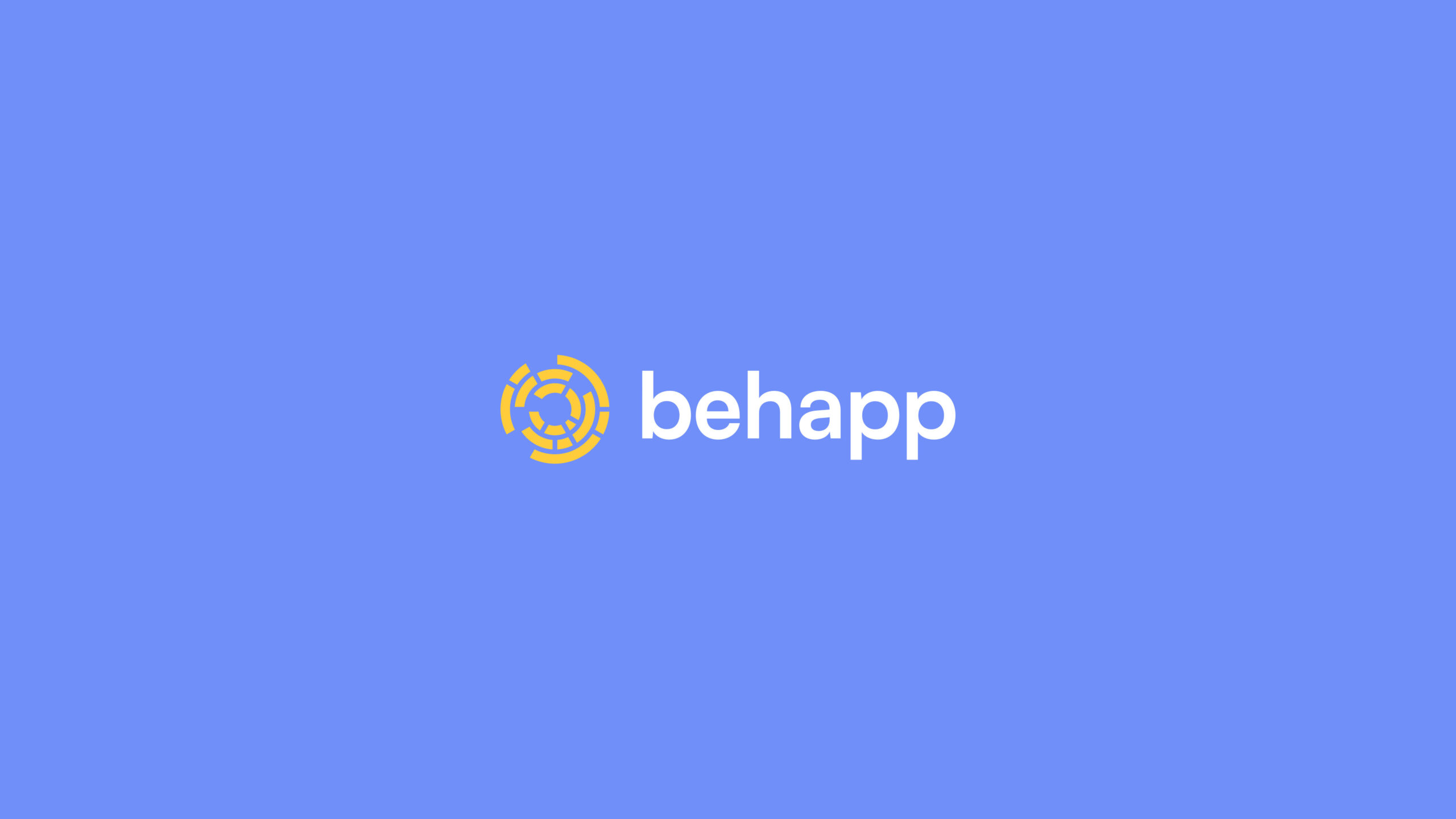 The Behapp logo on a bright blue background