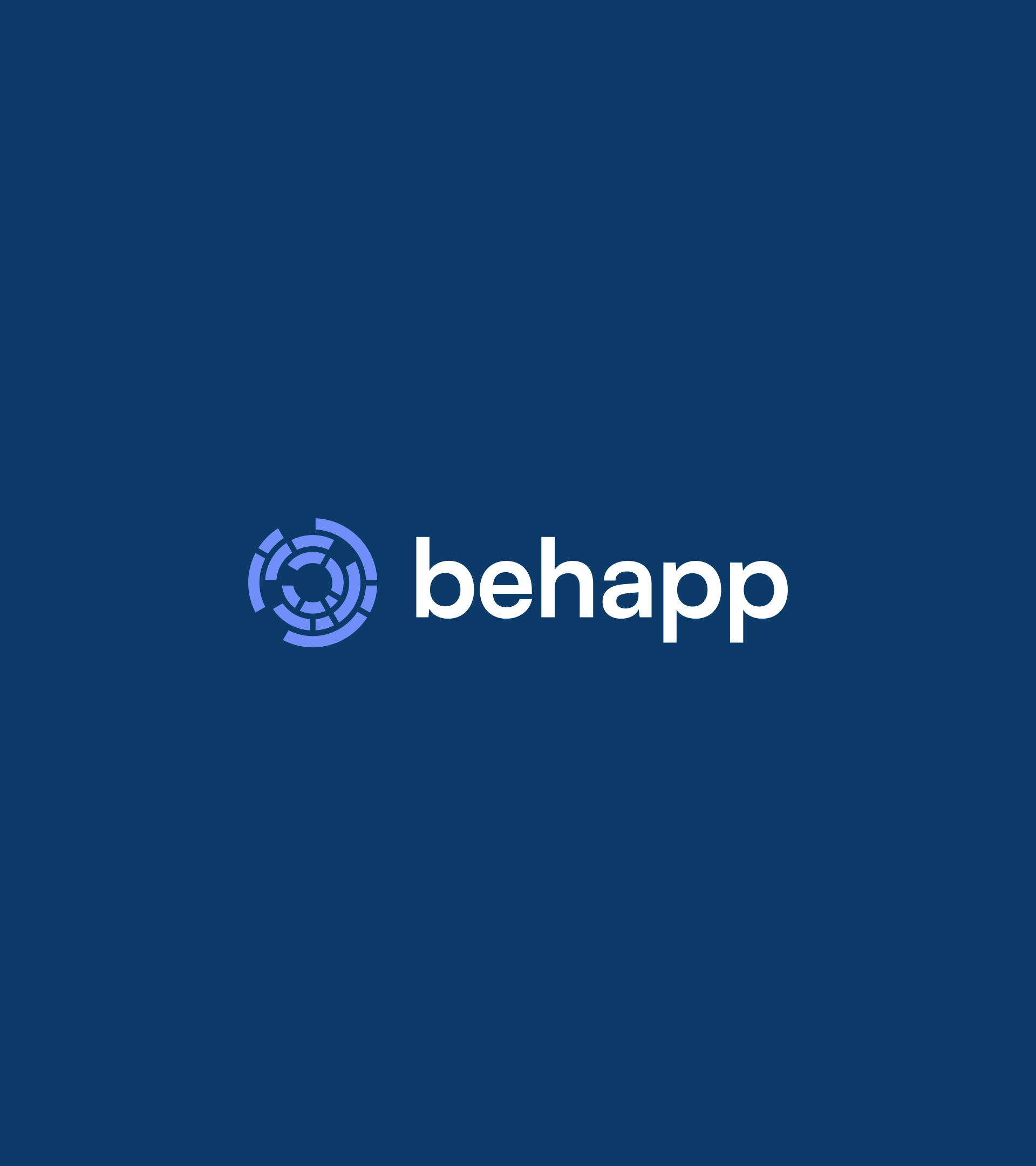 The Behapp logo on a dark blue background