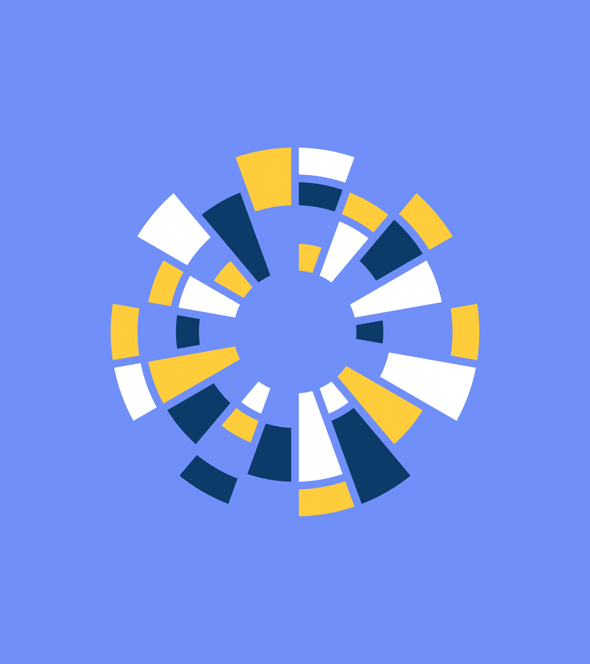 An abstract curcular illustration on a bright blue background