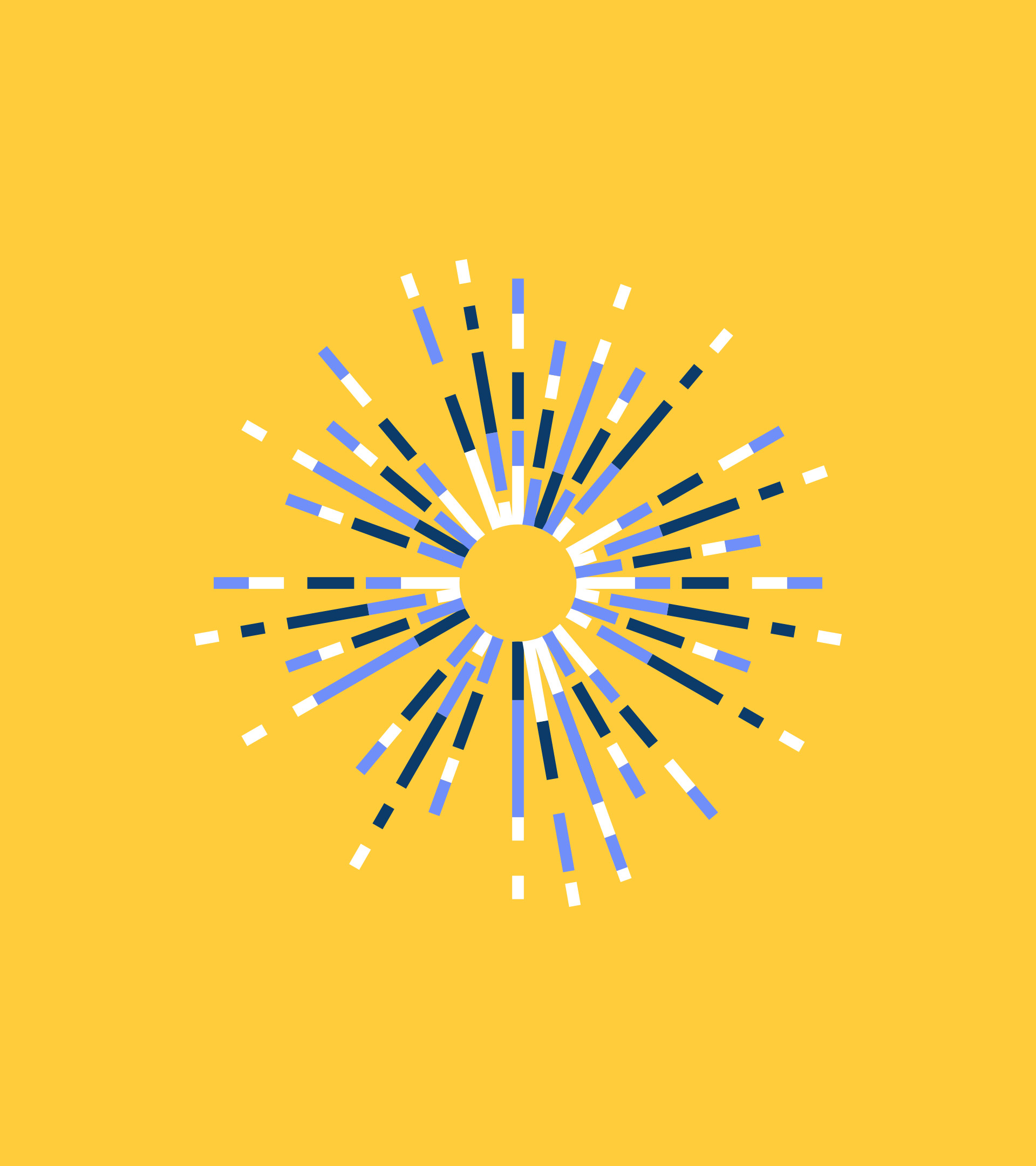 An abstract curcular illustration on a yellow background