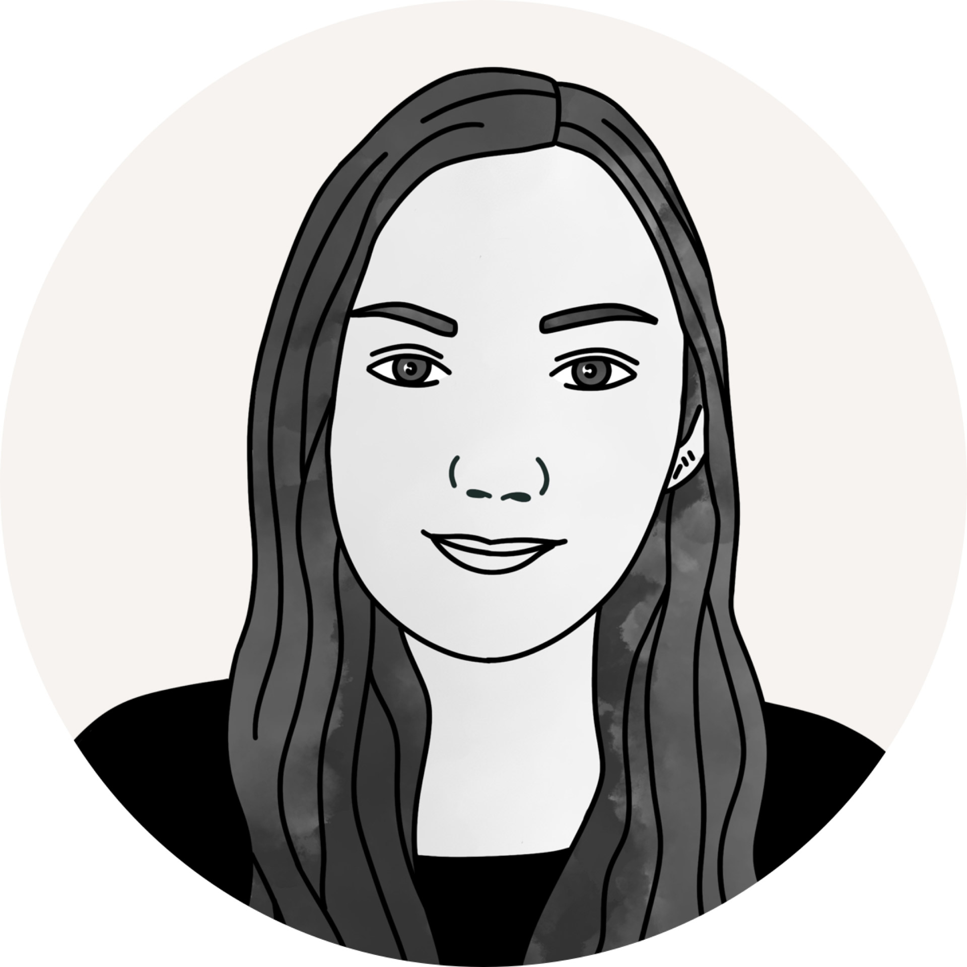 An illustrated portrait of a woman in a circle