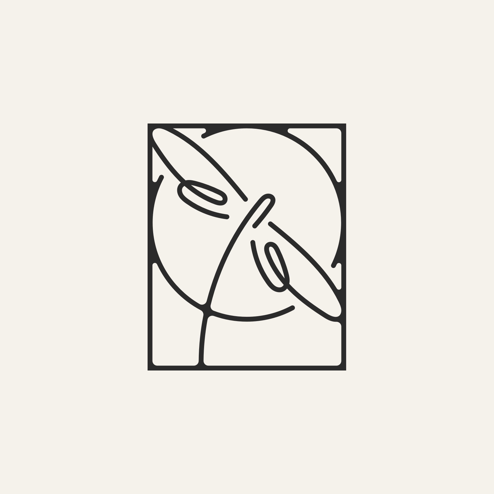 A cream colored background with a logo on it. The logo is a stylized dragonfly with a circle behind it in a rectangle.