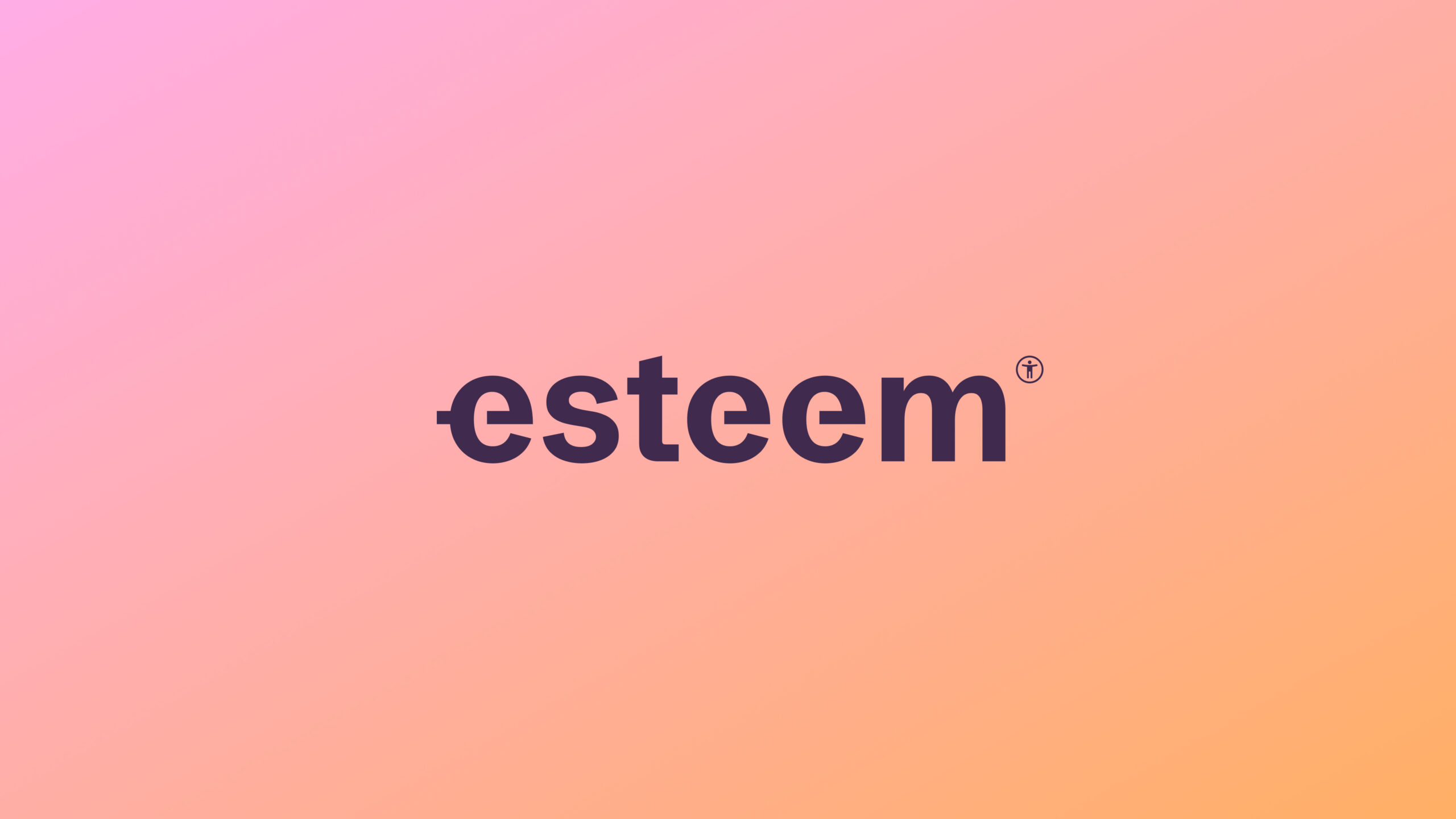 The Esteem wordmark centered on a wide pink-to-orange gradient background.